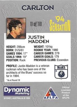 1994 AFL Sensation #11 Justin Madden Back